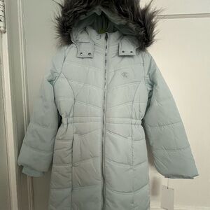 Calvin Klein Jeans Light Blue Hooded Puffer Coat